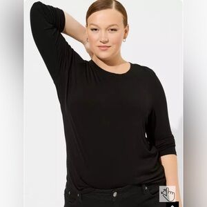 NWT TORRID Slub Crew Neck Black Long Sleeve 2X